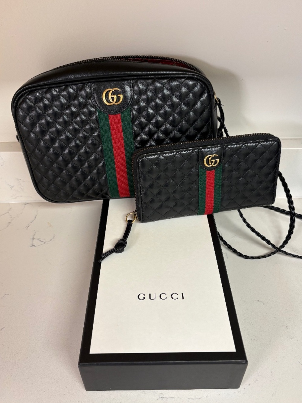 Gucci quilted leather crossbody & matching wallet